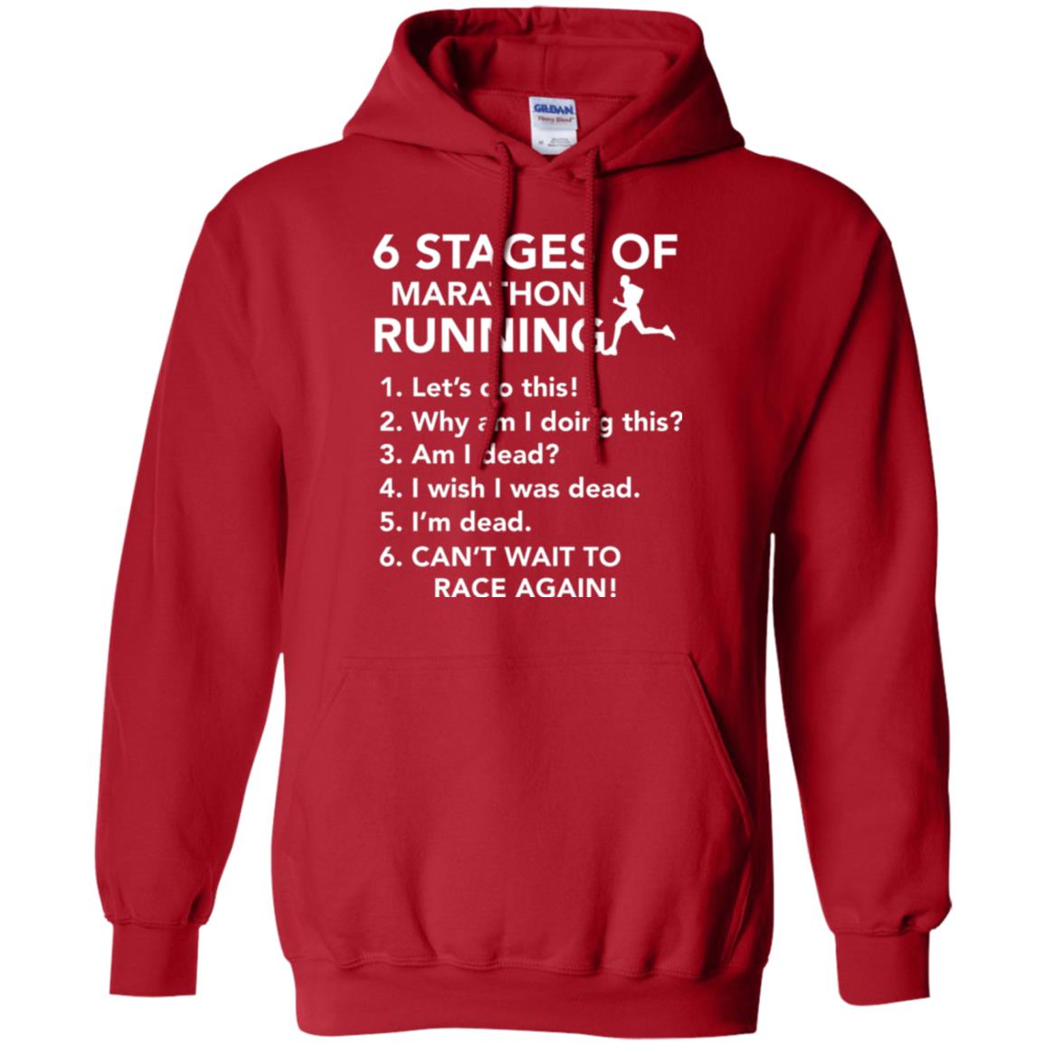 Runner T-shirt 6 Stages Of Marathon Running Red