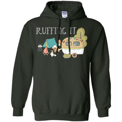 Ruffing It Camping With Dogs Camper T-shirt Forest Green