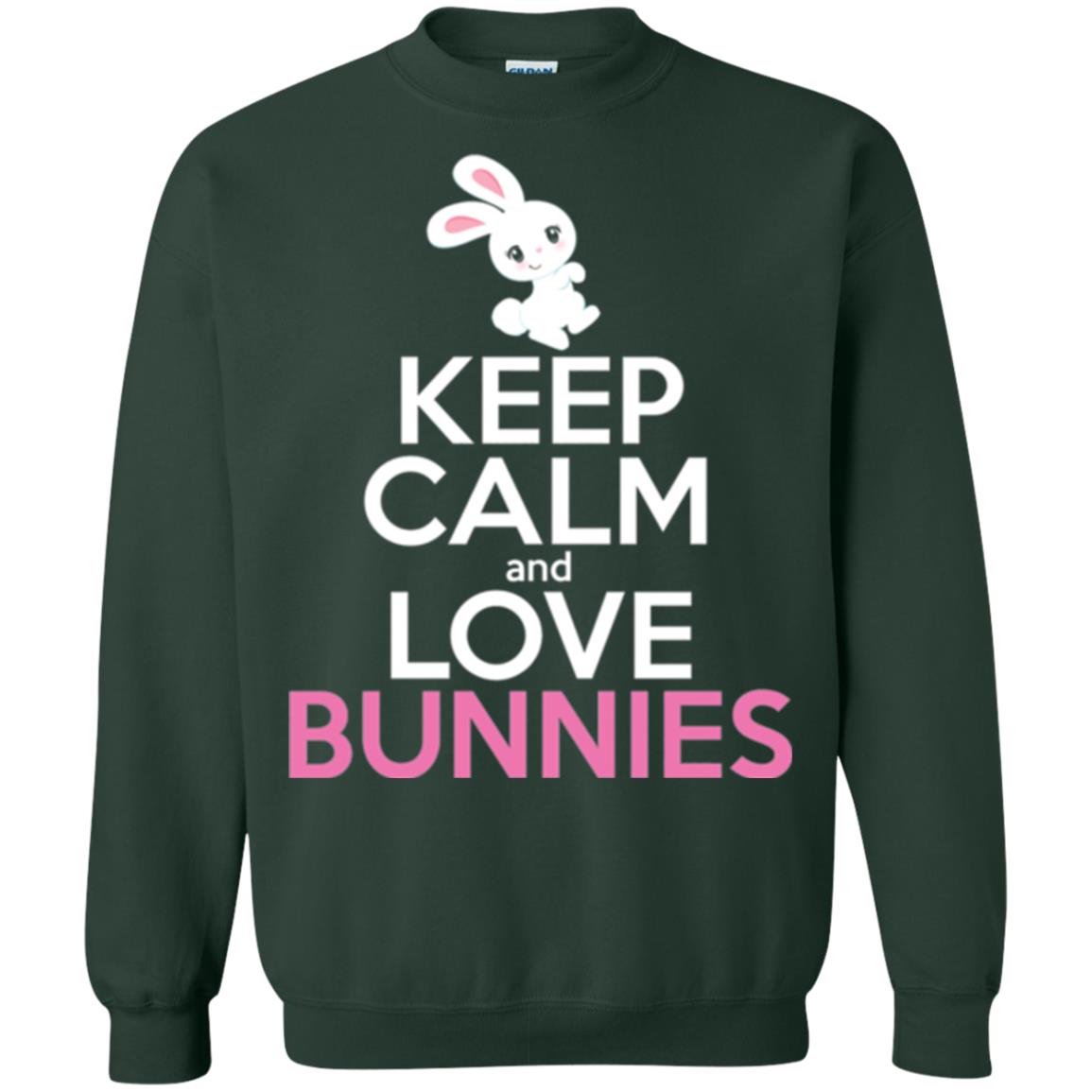 Bunny T-shirt Keep Calm And Love Bunnies Forest Green