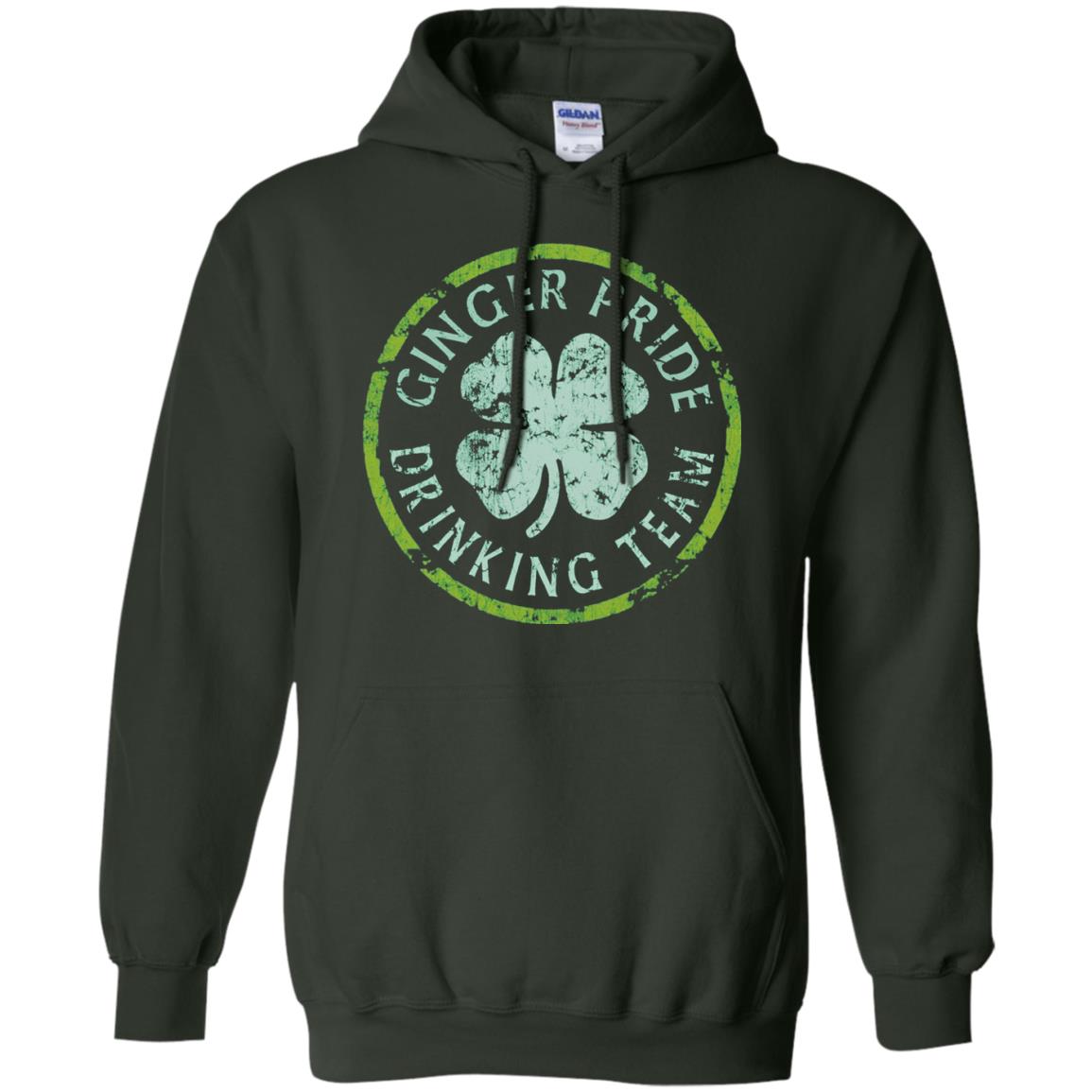 Funny Ginger Pride Drinking Team Irish T-shirt Forest Green