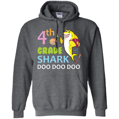 4th Grade Shark Doo Doo Doo Back To School T-shirt Dark Heather