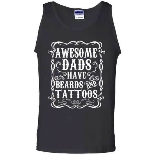 Awesome Dads Have Tattoos And Beards Funny Beard T-shirt Black