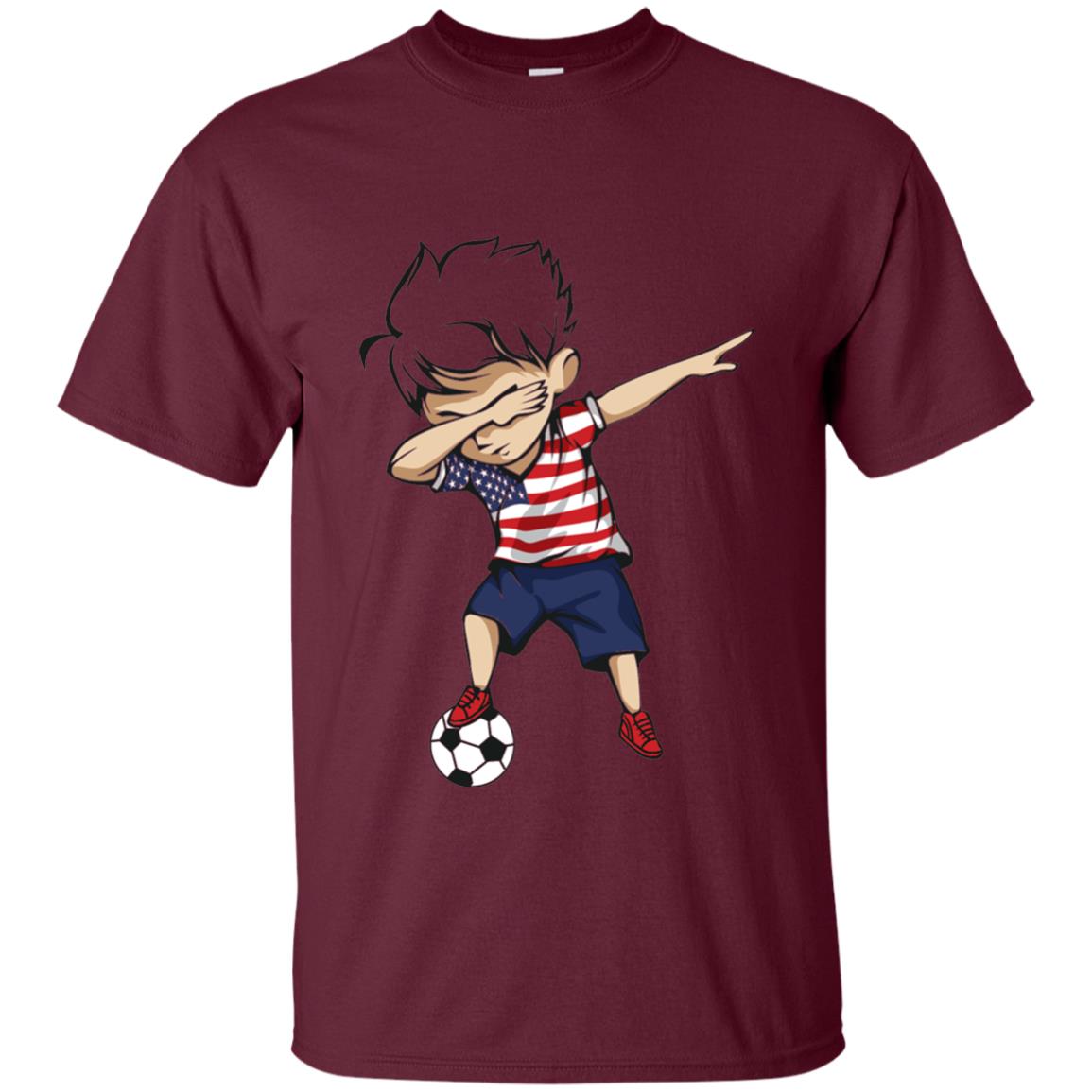 Dabbing Soccer Boy United States Jersey Shirt Usa Football Maroon