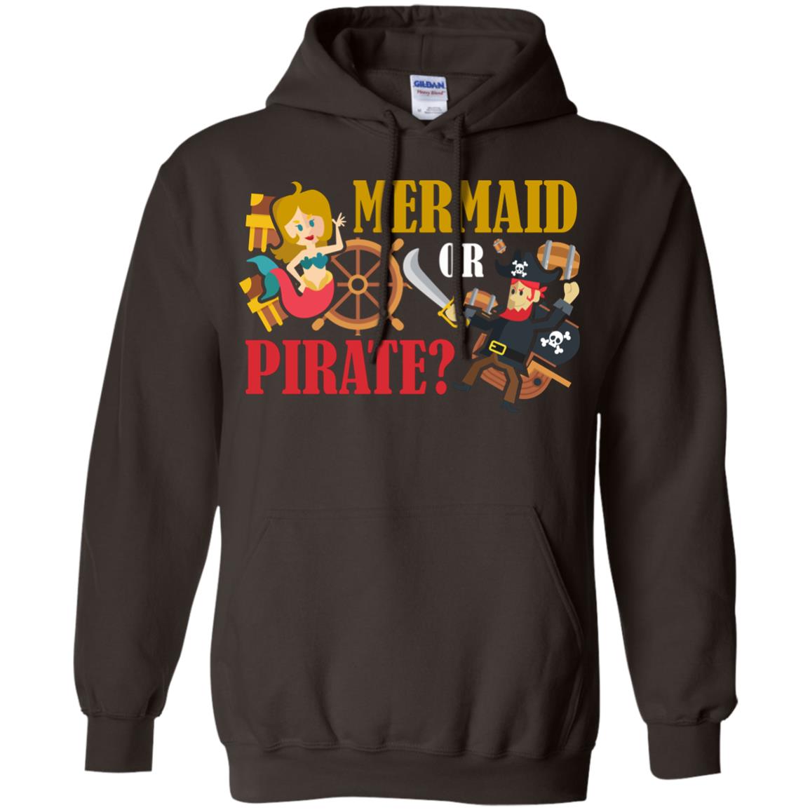 Mermaid Or Pirate Gift Shirt For Boys And Girls Dark Chocolate