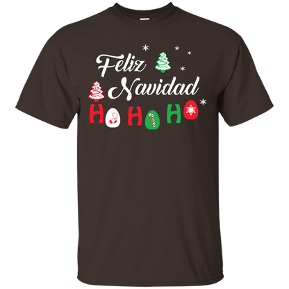Chirstmas T-Shirt Feliz Navidad Ho Ho Ho Dark Chocolate