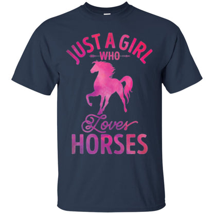 Horse Lovers T-shirt Just A Girl Who Loves Horses Navy