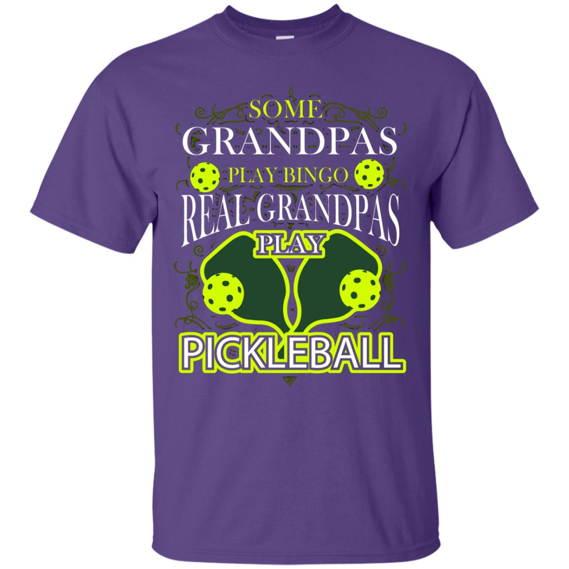 Real Grandpas Play Pickleball Cool Pickleball Shirt For Papa Purple
