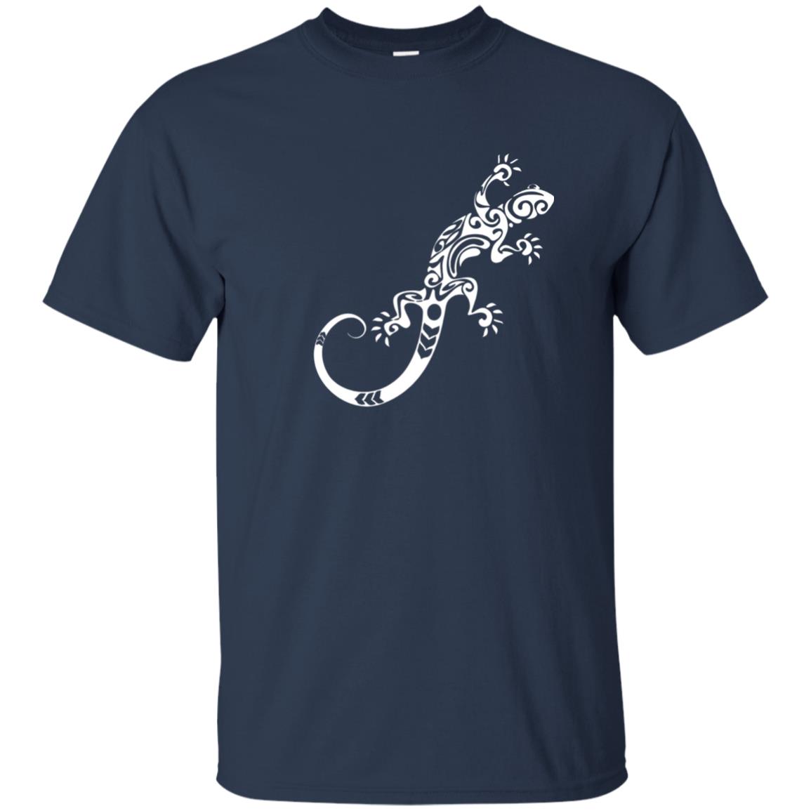 Tribal Lizard Animal Art Design Tattoo Gecko Shirt Navy