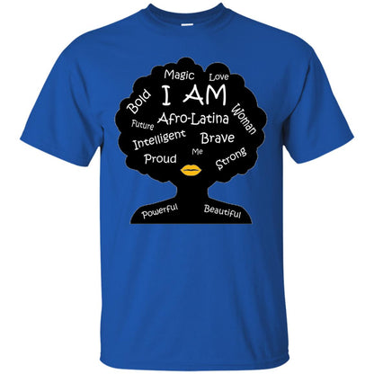 Unisex Bold Afro Latina Proud Black Spanish Culture T-shirt Royal