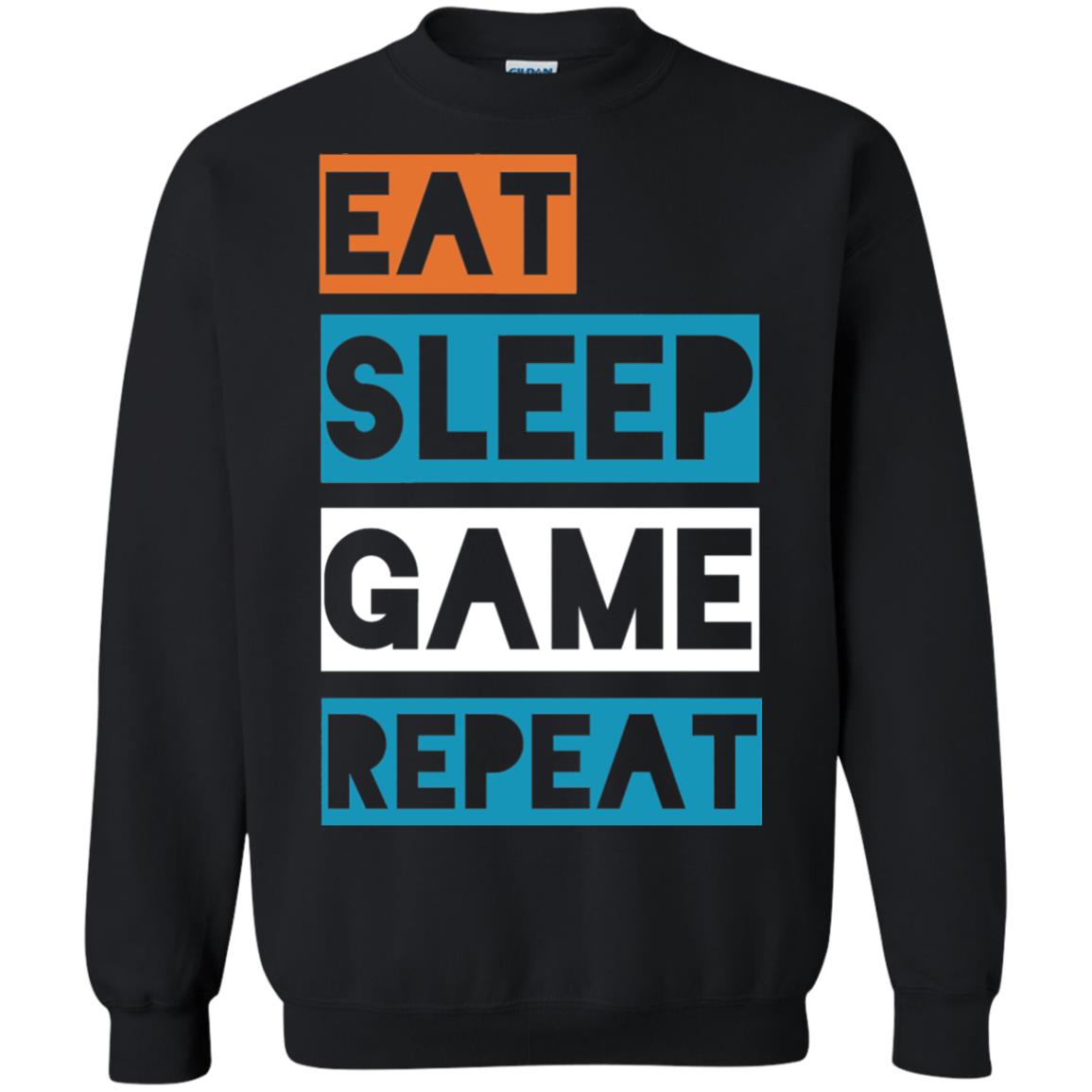 Eat Sleep Game Repeat Video Gamer Player T-shirt Black
