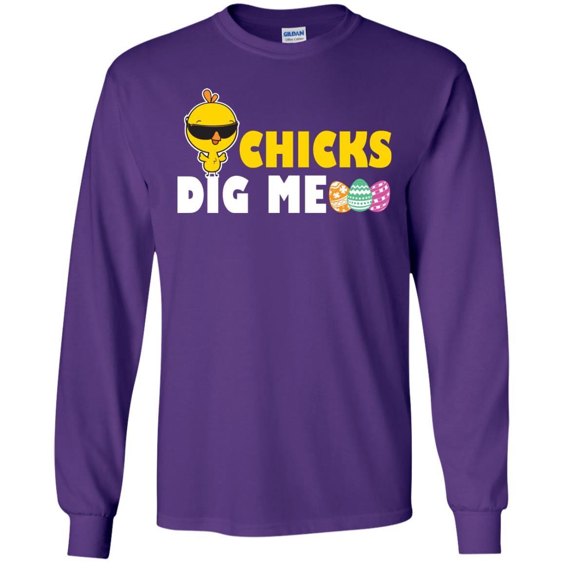 Chicks Dig Me Funny Chicken Shirt For Easter Day Purple