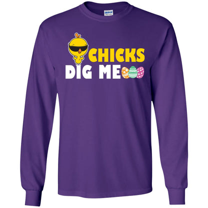 Chicks Dig Me Funny Chicken Shirt For Easter Day Purple