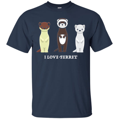 Ferret T-shirt I Love Ferret Navy