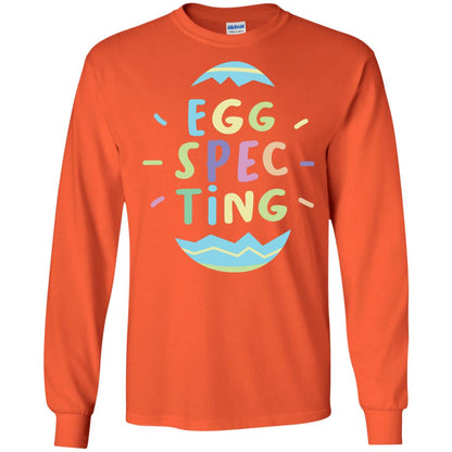 Eggspecting Funny Pregnancy Pregnant Easter Shirt Orange