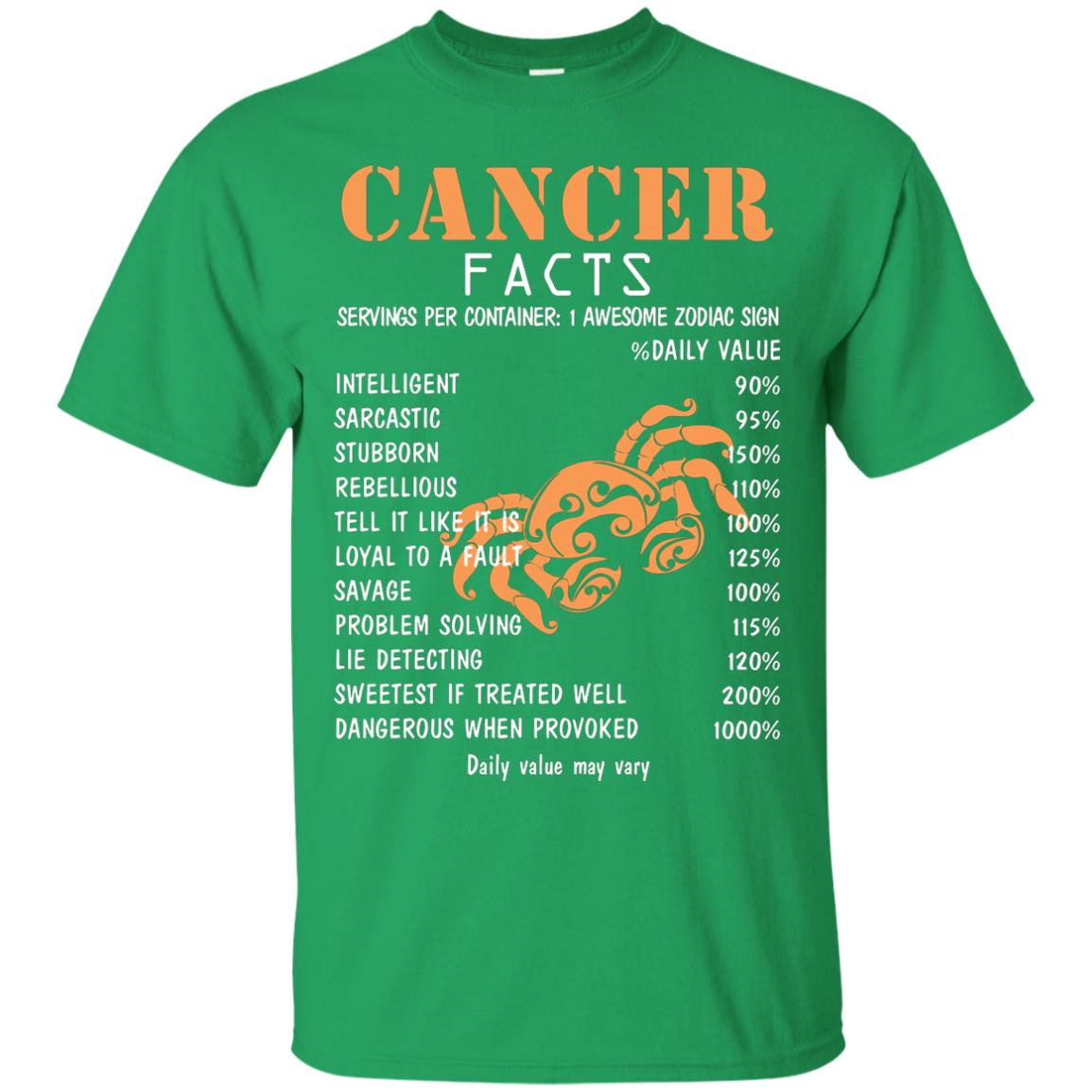 Cancer Facts 1 Awesome Zodiac Sign Gift Shirt For Cancer Horoscope Irish Green