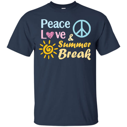 Peace Love And Summer Break Shirt For Summer Vacation 2018 Navy
