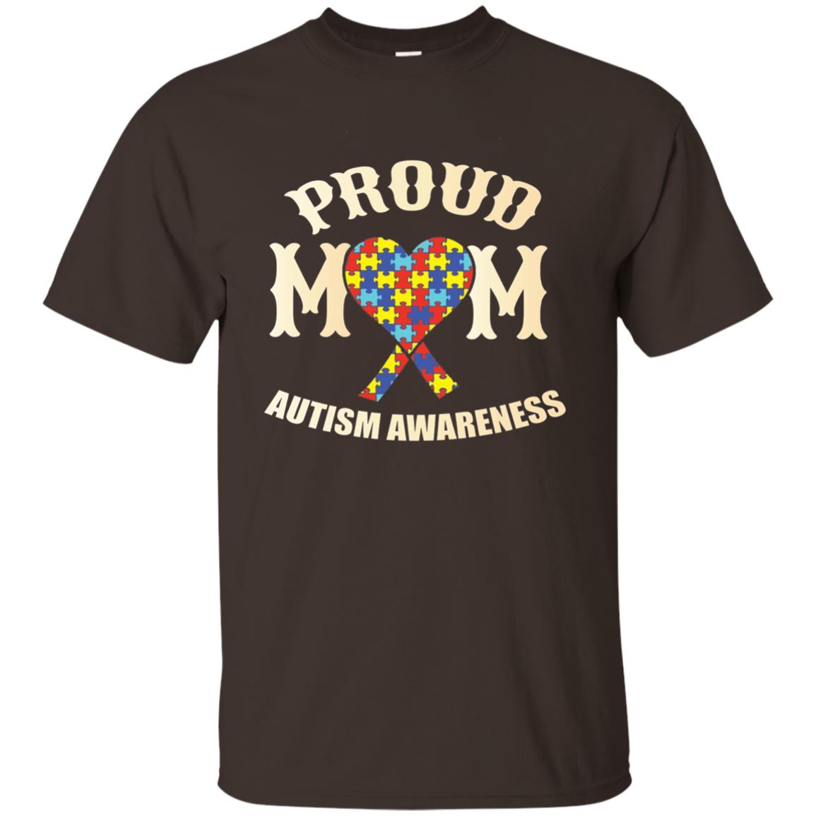 Proud Mom Mama Of Autistic Child Autism Awareness T-shirt Dark Chocolate