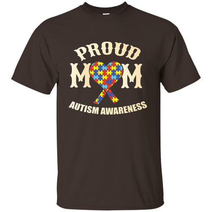 Proud Mom Mama Of Autistic Child Autism Awareness T-shirt Dark Chocolate