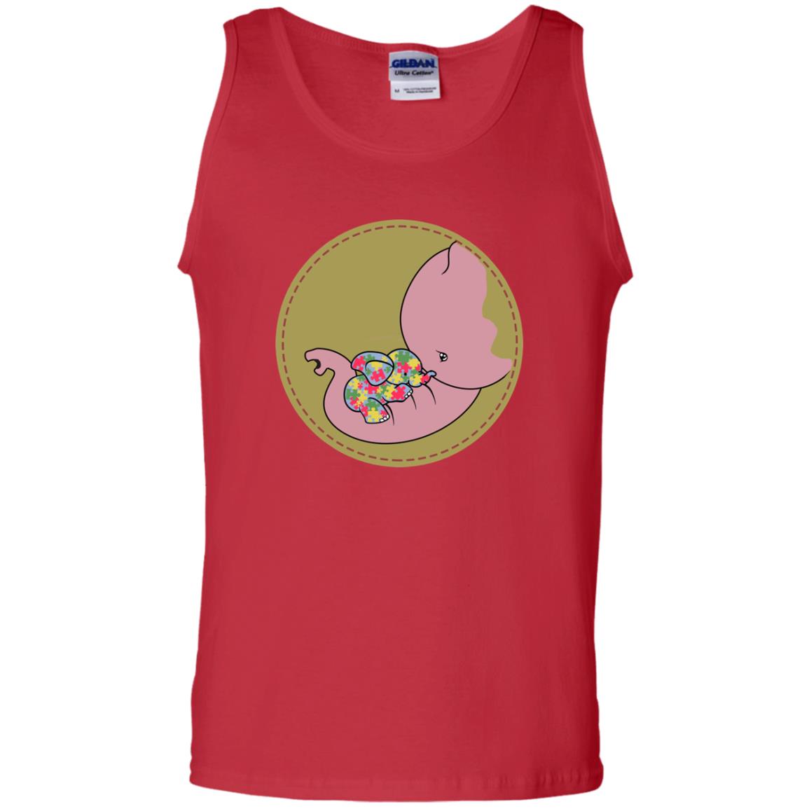Elephant Mom And Baby Autism Awareness Shirt Red