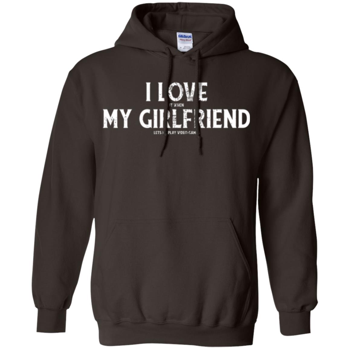 Funny Gamer T-shirt I Love My Girlfriend Lets Me Play Video Games Dark Chocolate