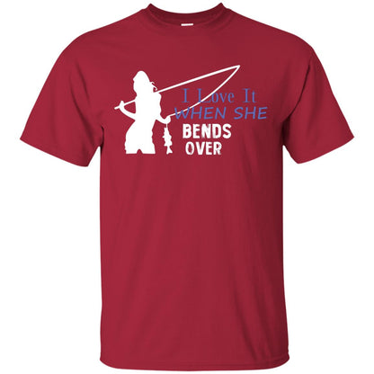I Love It When She Bends Over Fishing Lover T-shirt For Mens Cardinal