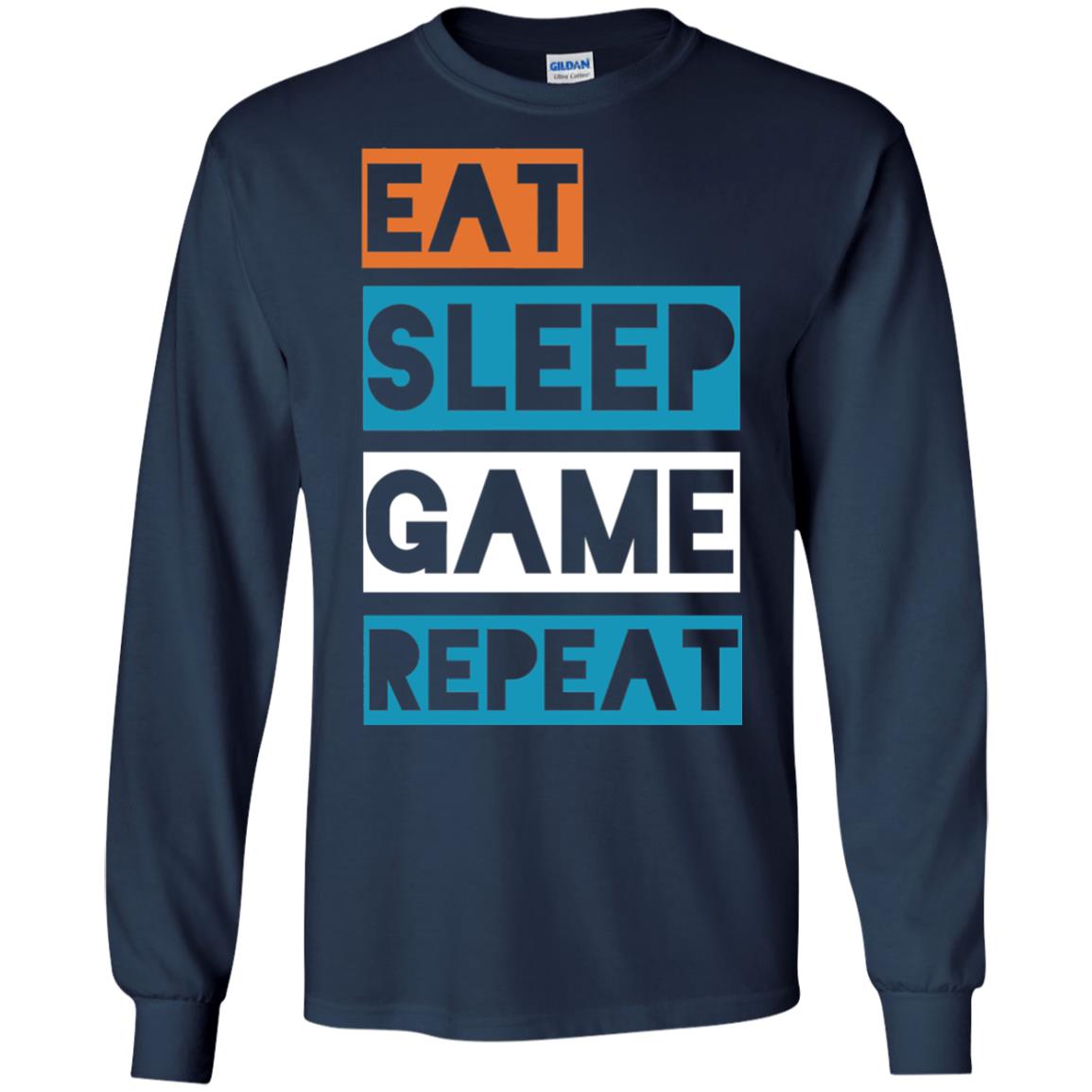 Eat Sleep Game Repeat Video Gamer Player T-shirt Navy