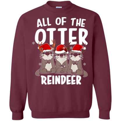 Christmas T-shirt All Of The Otter Reindeer Maroon