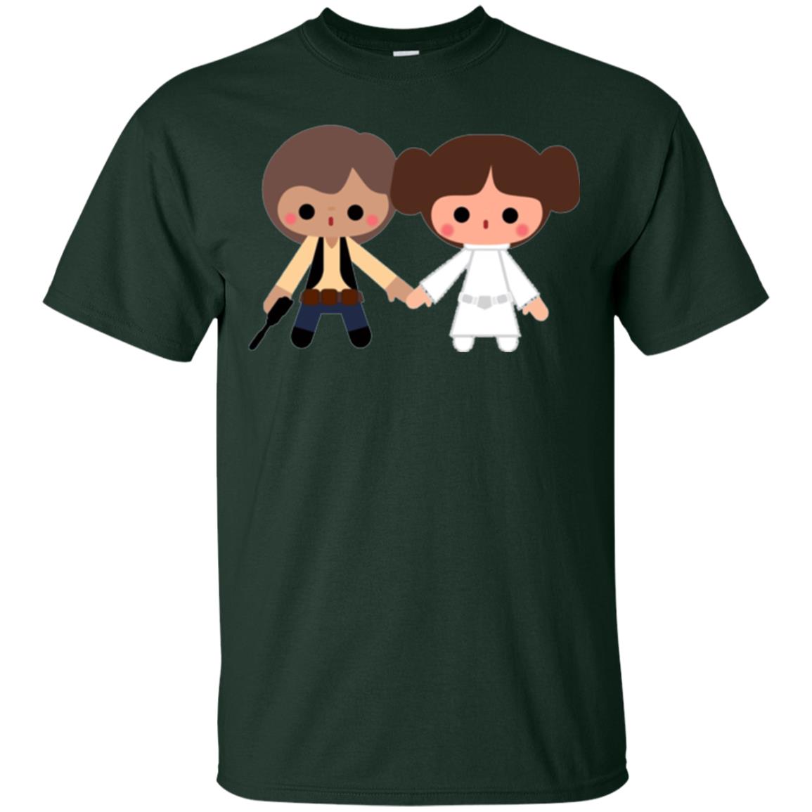 Cartoon T-shirt Han Solo Princess Leia Forest