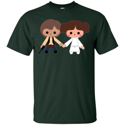 Cartoon T-shirt Han Solo Princess Leia Forest
