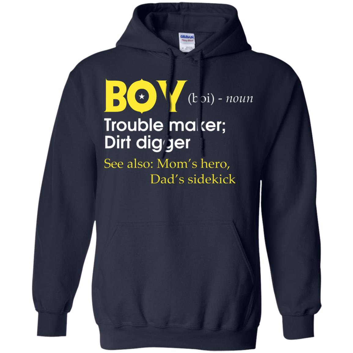 Boy Definition Trouble Maker Dirt Digger Shirt Navy