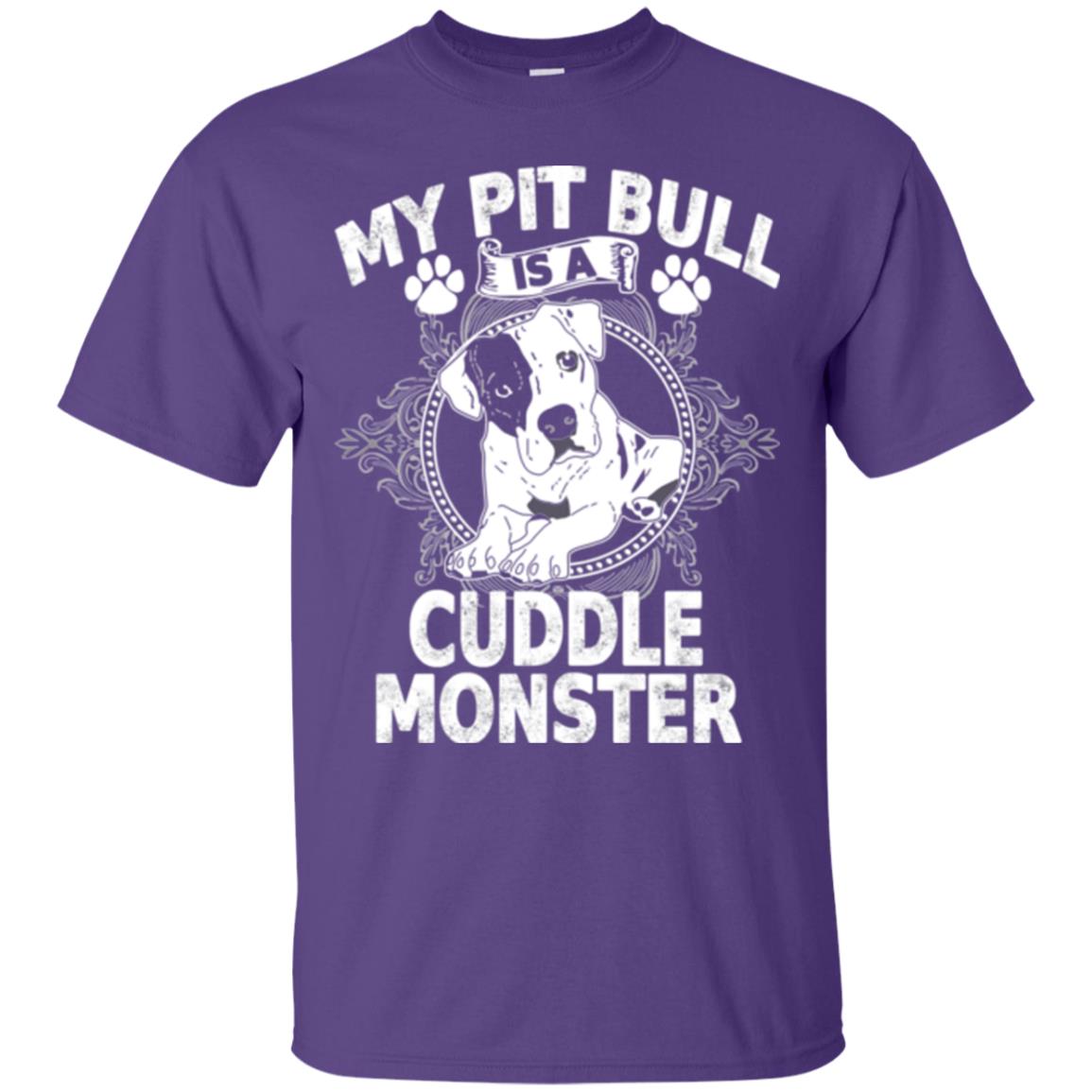 My Pit Bull Is A Cuddle Monster Dog Shirt Purple