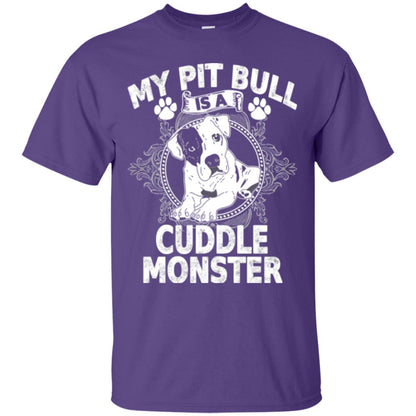 My Pit Bull Is A Cuddle Monster Dog Shirt Purple