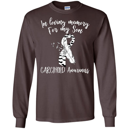 In Loving Memory For My Son Carcinoid Awarenss Zebra Stripe Ribbons Shirt Dark Chocolate