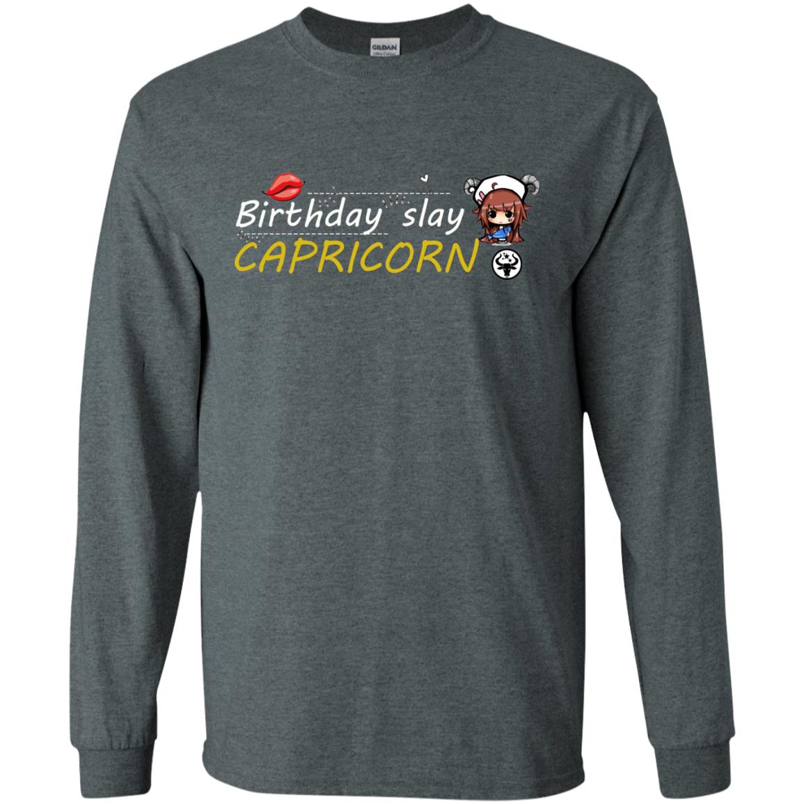Cute Capricorn Girl Birthday Lip Slay T-shirt Dark Heather