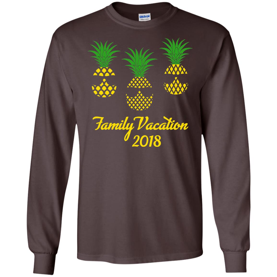 Family Vacation 2018 Shirt Hawaii Pineapple Sunglasses Dark Chocolate