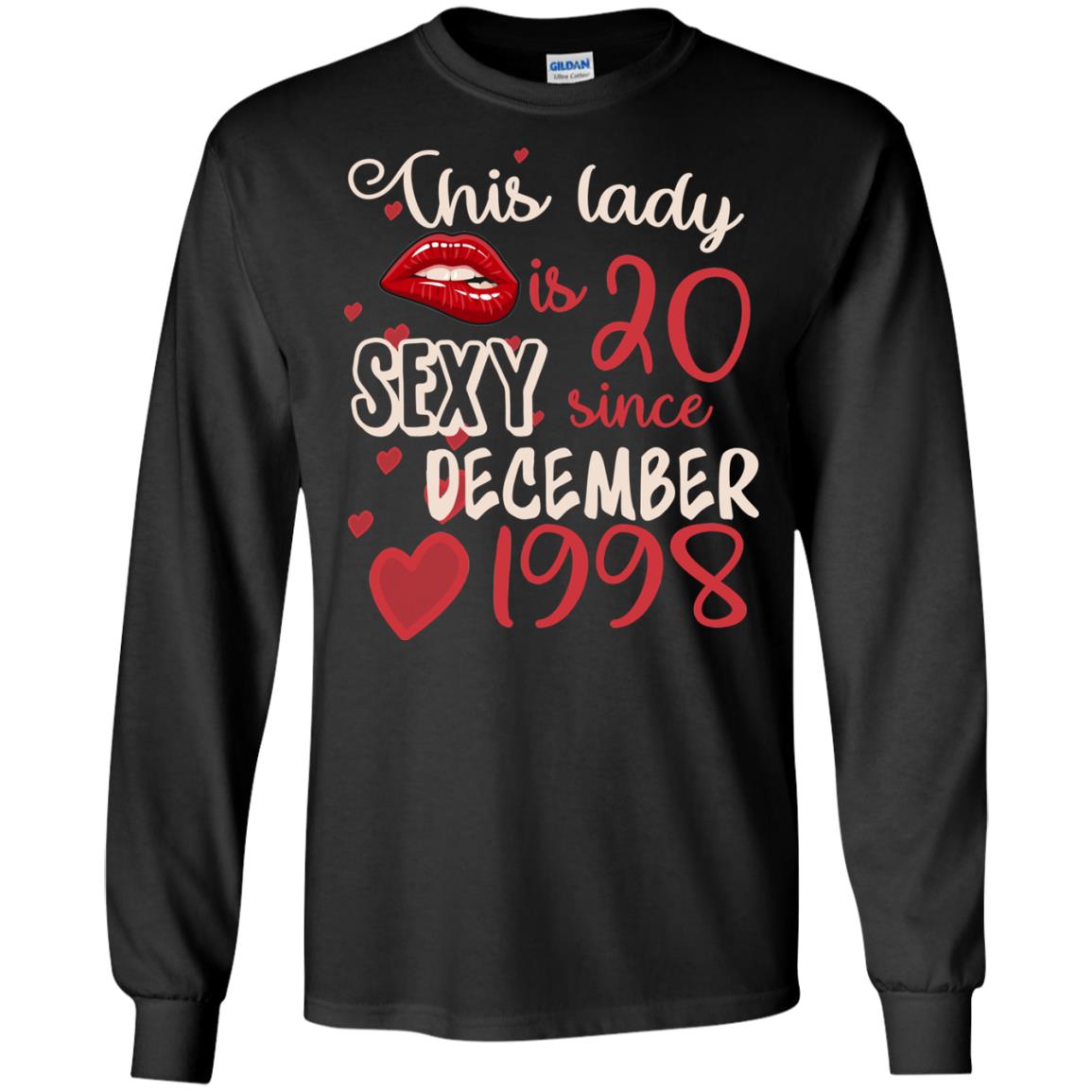 This Lady Is 20 Sexy Since December 1998 20th Birthday Shirt For December Womens Black