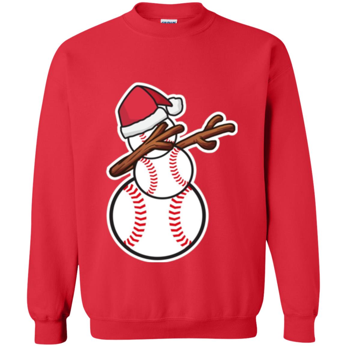 Christmas T-shirt Dabbing Snowman Baseball Red