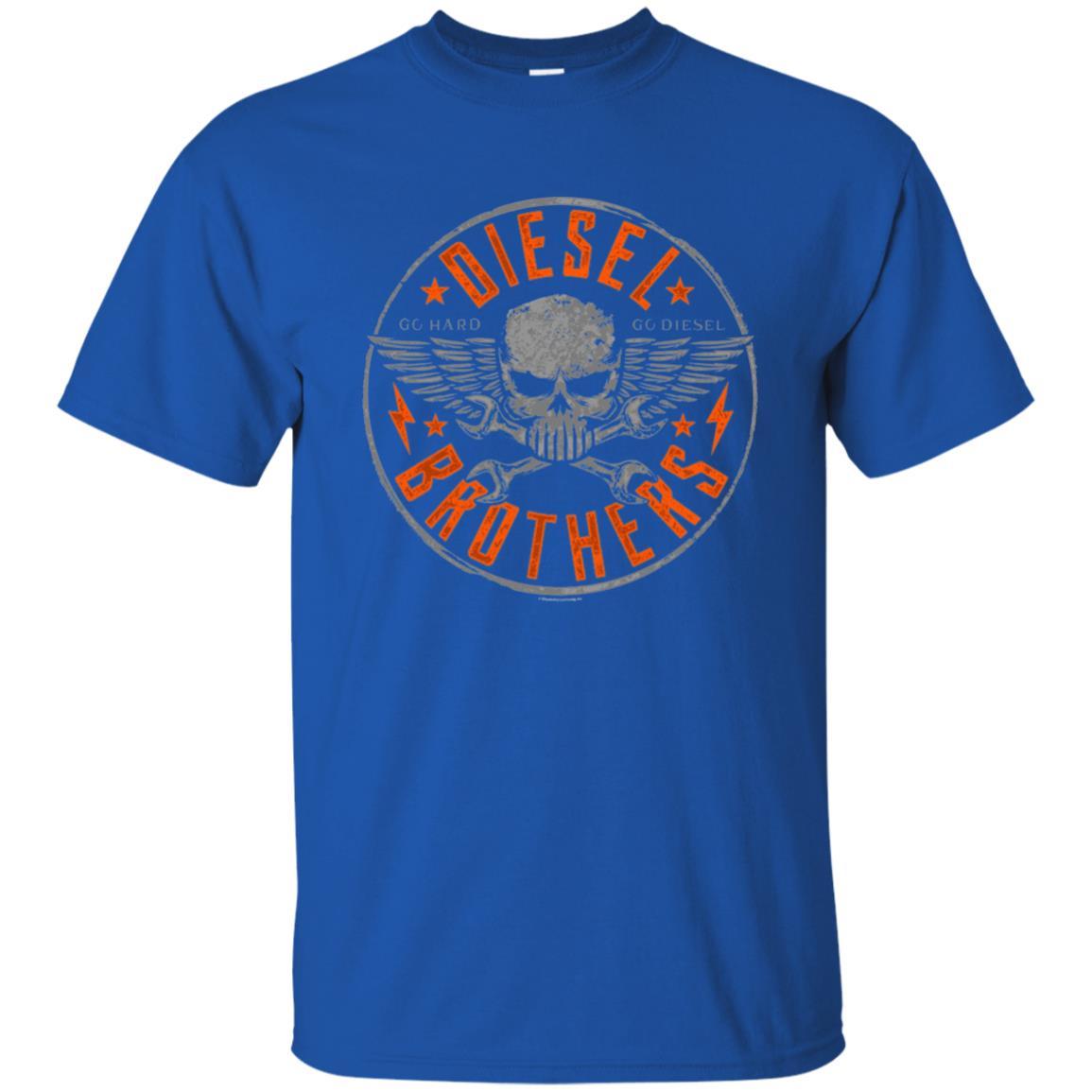 Skull Cross Wrench T-Shirt Diesel Brothers Go Hard Go Diesel Royal