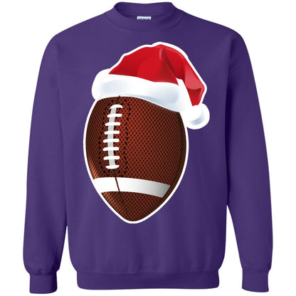 Football With Santa Claus Hat X-mas Shirt For Football Lovers Purple