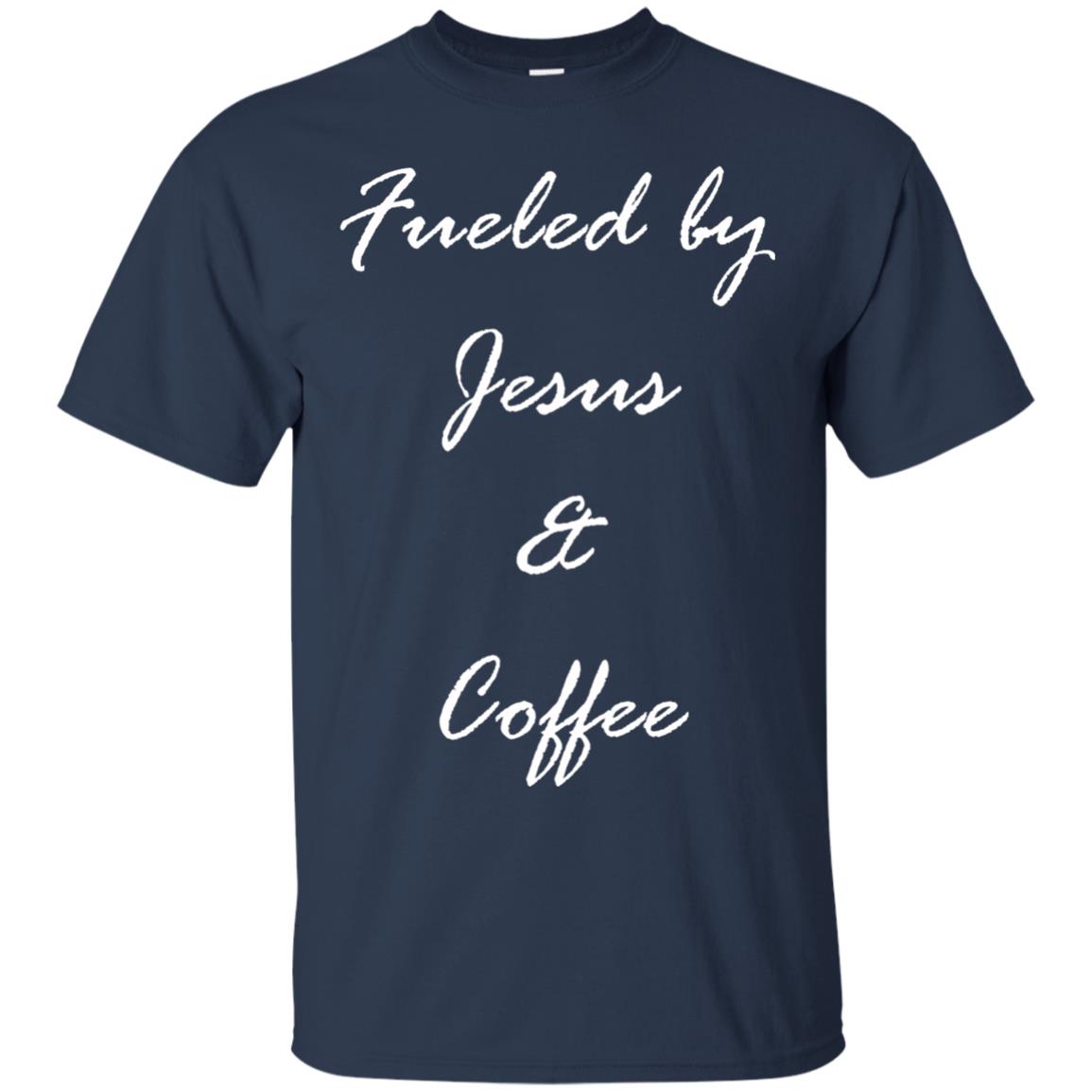 Fueled By Jesus Coffee Graphic Christian T-shirt Navy