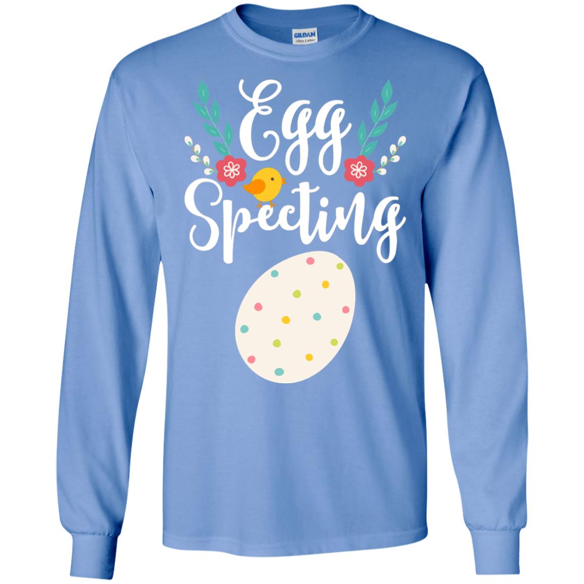 Egg Specting Announcement Pregnant Easter T-shirt Carolina Blue