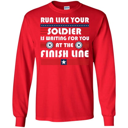 Soldier T-shirt Run Like Your Soldier Is Waiting For You At The Finish Line Red