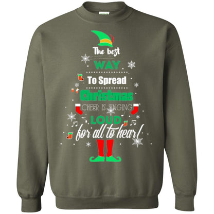 Elf Christmas T-shirt The Best Way To Spread Christmas Cheer Military Green