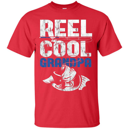Reel Cool Grandpa Papa Fisherman T-shirt Red