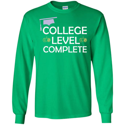 College Level Complete Funny College Graduation Shirt Irish Green