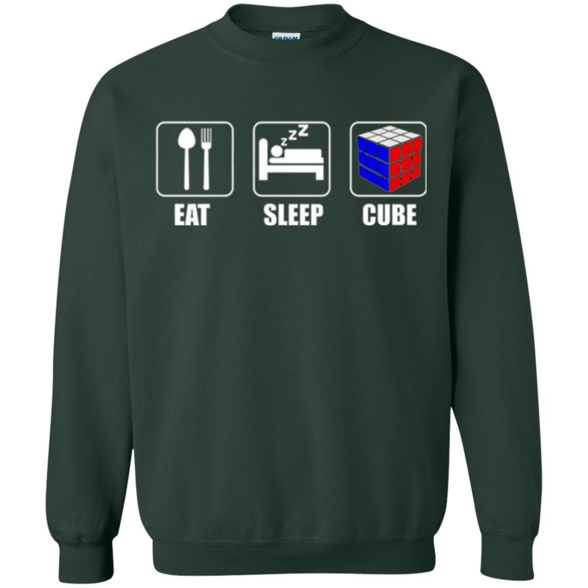 Rubik Lover T-shirt Eat Sleep Cube T-shirt Forest Green