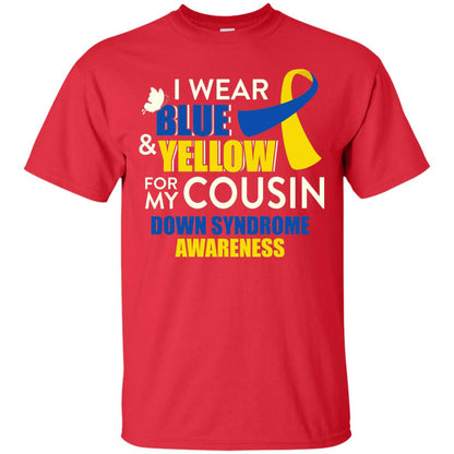I Wear Blue And Yellow For My Cousin Down Syndrome Shirt Red
