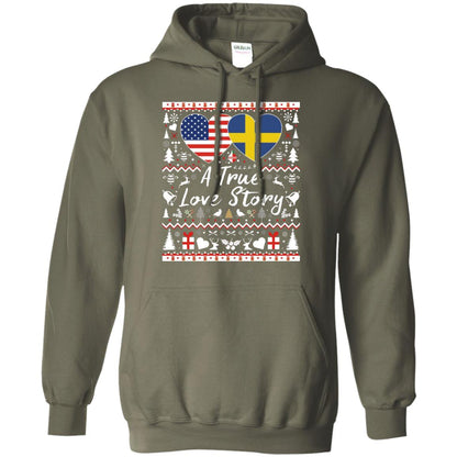 Christmas T-shirt American Swedish A True Love Story Military Green