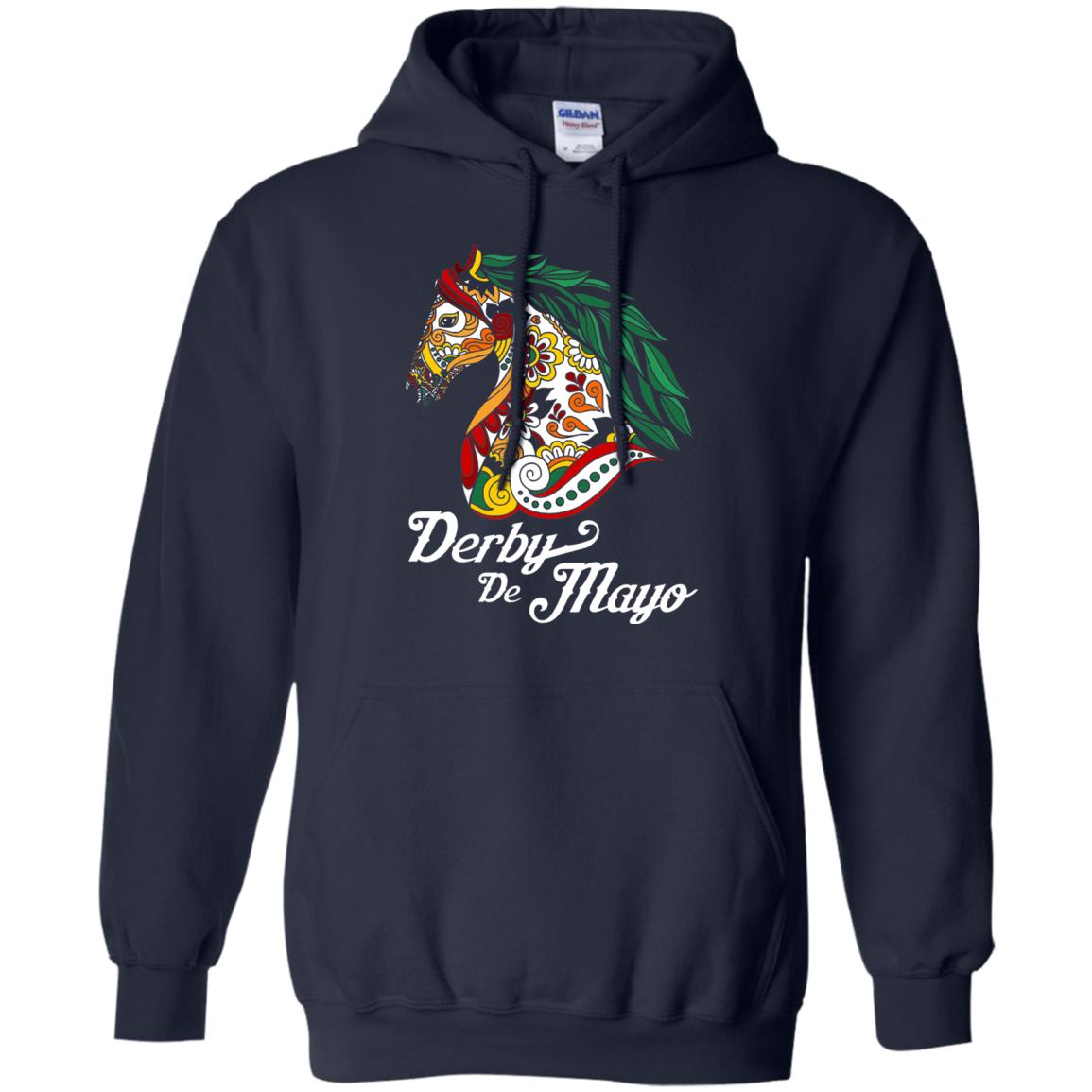Derby Cinco De Mayo Floral Horse Race T-shirt Navy