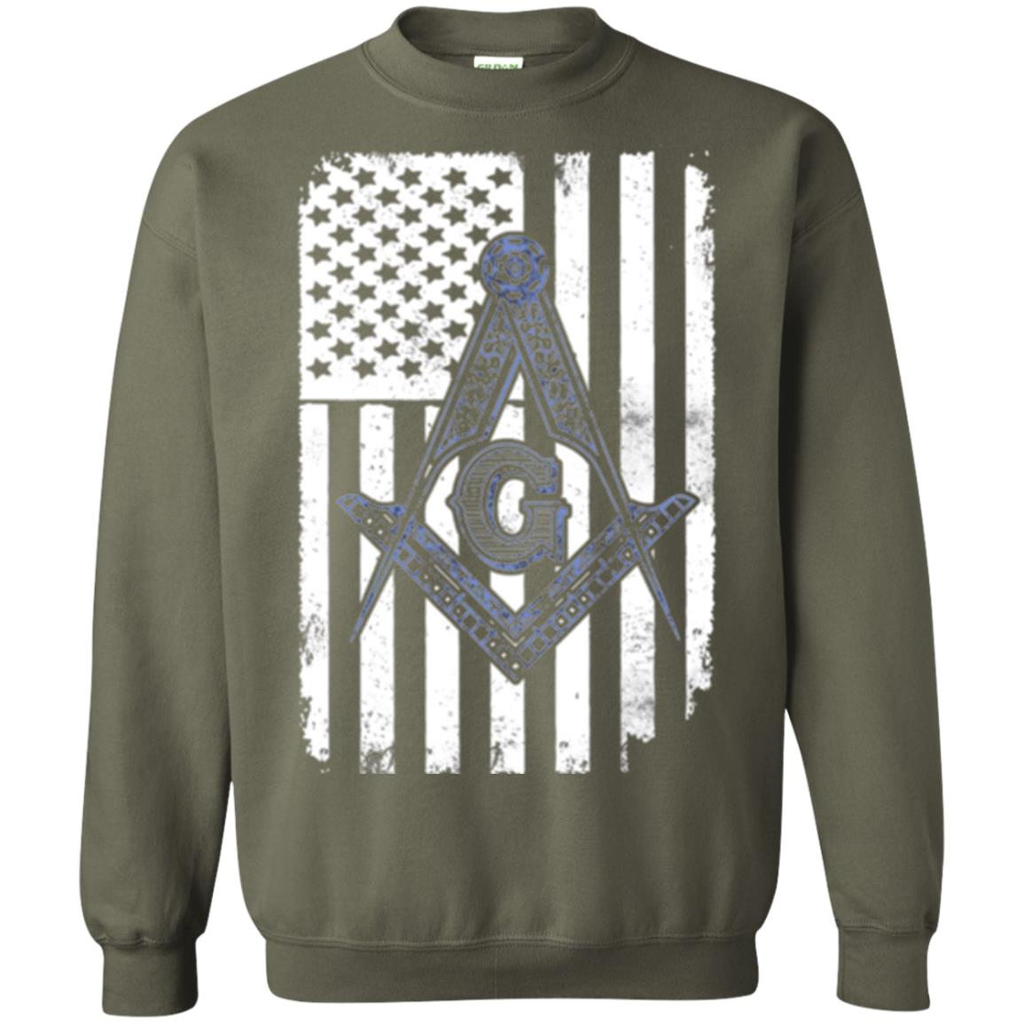 Freemason Usa Flag Logo Freemasonry America T-shirt Military Green